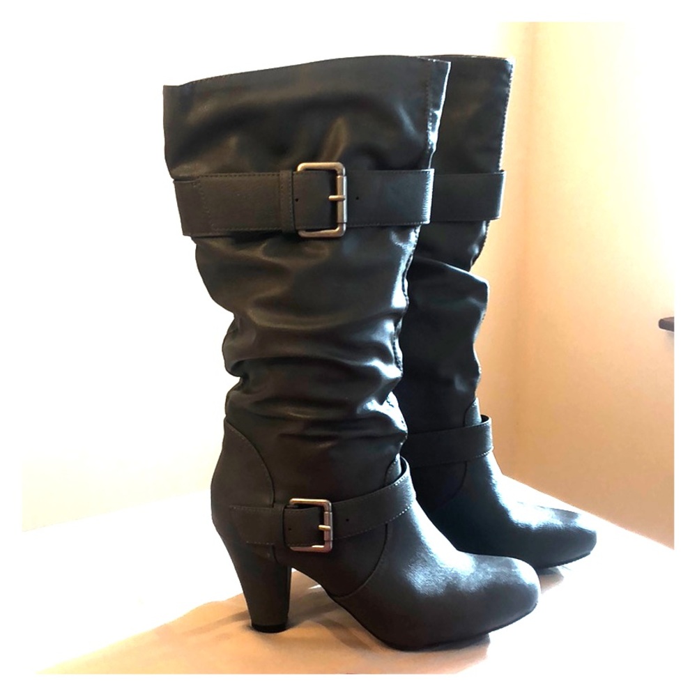 Charcoal heeled boots size 7